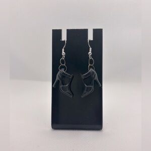 Handmade Barbiecore/Barbie black t-strap high heel earrings